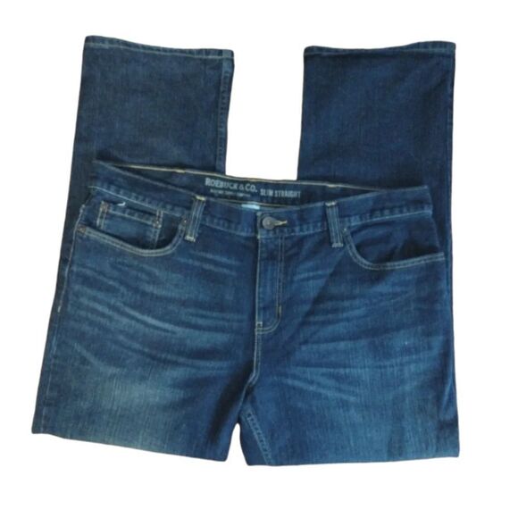 Men's 2 Pairs Dark Indigo & Black Rinse Slim Straight Leg Jeans Bundle 38x30 - Picture 3 of 13